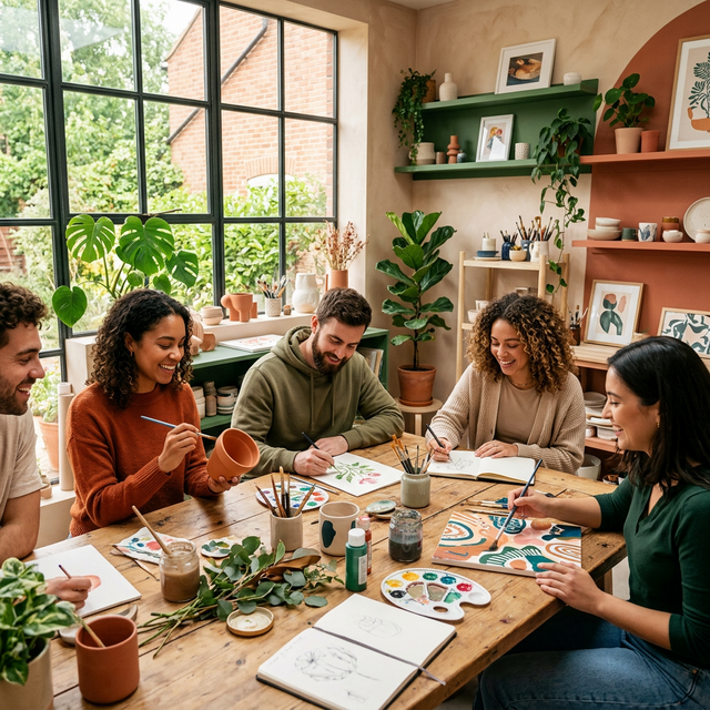 People creating art together at a Tooarty experience